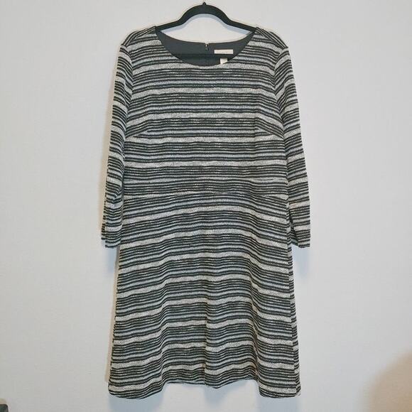 Loft Striped Shift Career Dress Sz 14 Fall Textured - Picture 1 of 9